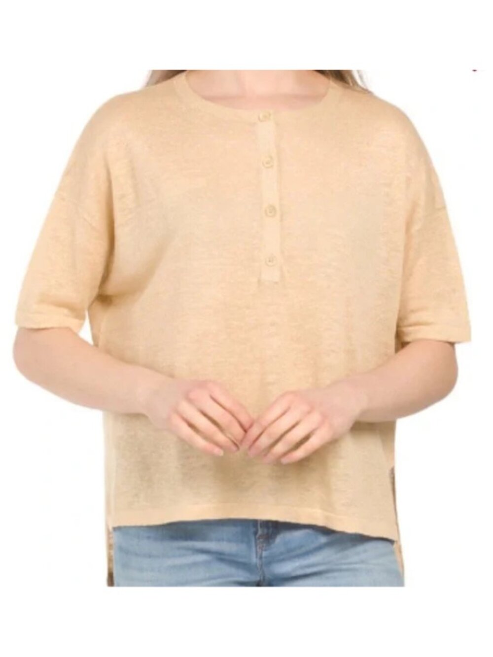 Skull Cashmere NWT Women's Lagenlook 100% LINEN PENELOPE Henley Top, Size Medium